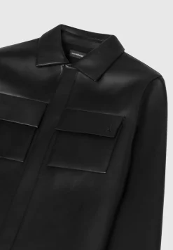 Vegan Leather Shirt Jacket
