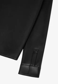 Vegan Leather Shirt Jacket