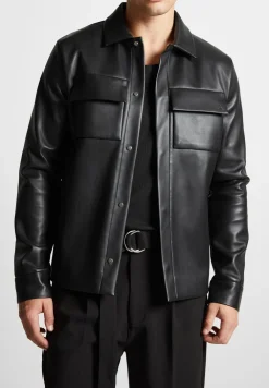 Vegan Leather Shirt Jacket