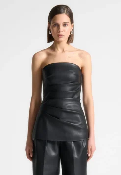 Vegan Leather Tacked Longline Bandeau Top