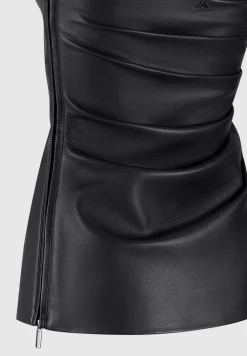 Vegan Leather Tacked Longline Bandeau Top