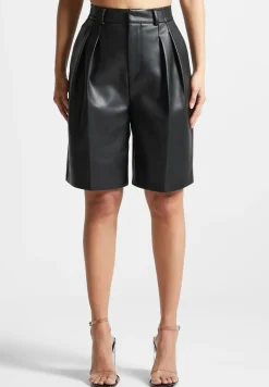 Vegan Leather Tailored City Shorts
