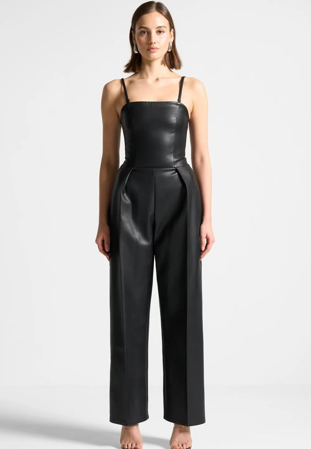 Vegan Leather Tailored Jumpsuit