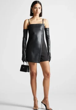 Vegan Leather Tailored Playsuit With Gloves
