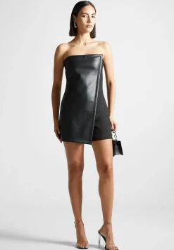 Vegan Leather Tailored Playsuit With Gloves