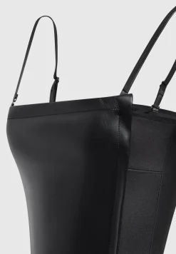 Vegan Leather Tailored Playsuit With Gloves