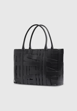 Vegan Leather Woven Tote Bag