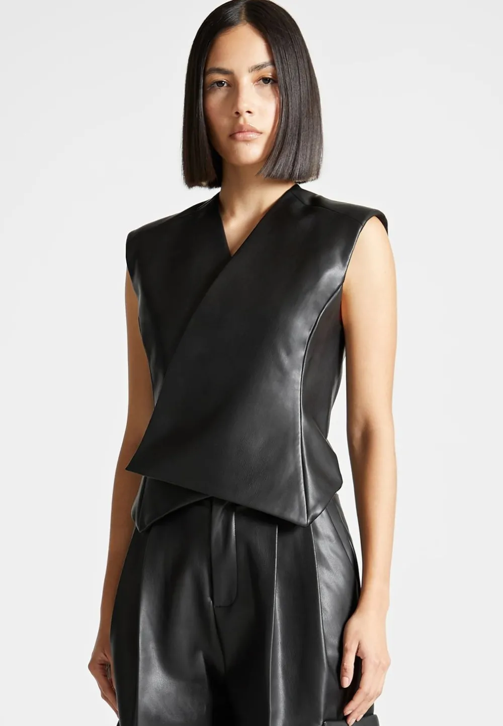 Vegan Leather Wrap Waistcoat