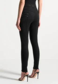Vegan Suede Buckle Detail Leggings