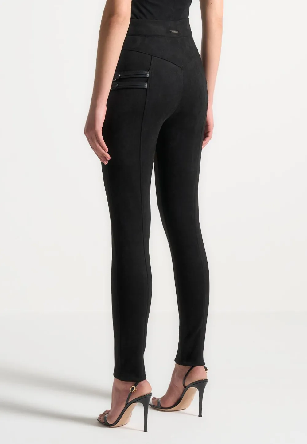 Vegan Suede Buckle Detail Leggings