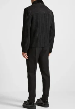 Vegan Suede Shearling & Knit Jacket