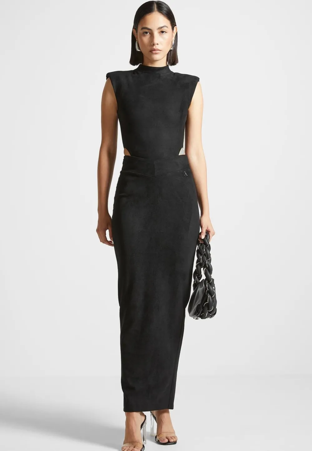 Vegan Suede Wide Shoulder Bodysuit