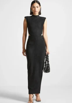 Vegan Suede Wide Shoulder Bodysuit