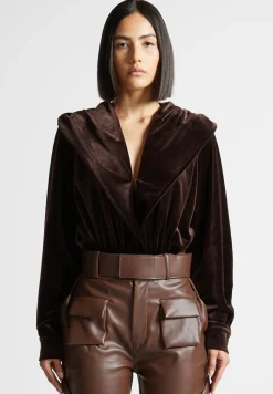Velour Hooded Bodysuit