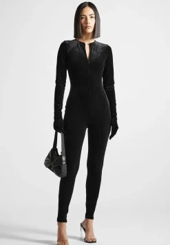 Velour Jumpsuit With Gloves