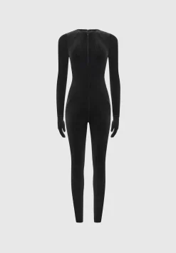 Velour Jumpsuit With Gloves