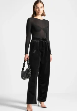Velvet Tailored Pleated Trousers
