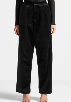 Velvet Tailored Pleated Trousers