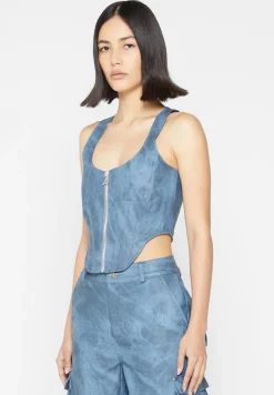 Vintage Marble Leather Corset Top - Washed