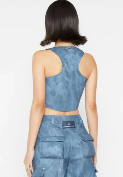 Vintage Marble Leather Corset Top - Washed