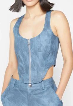 Vintage Marble Leather Corset Top - Washed