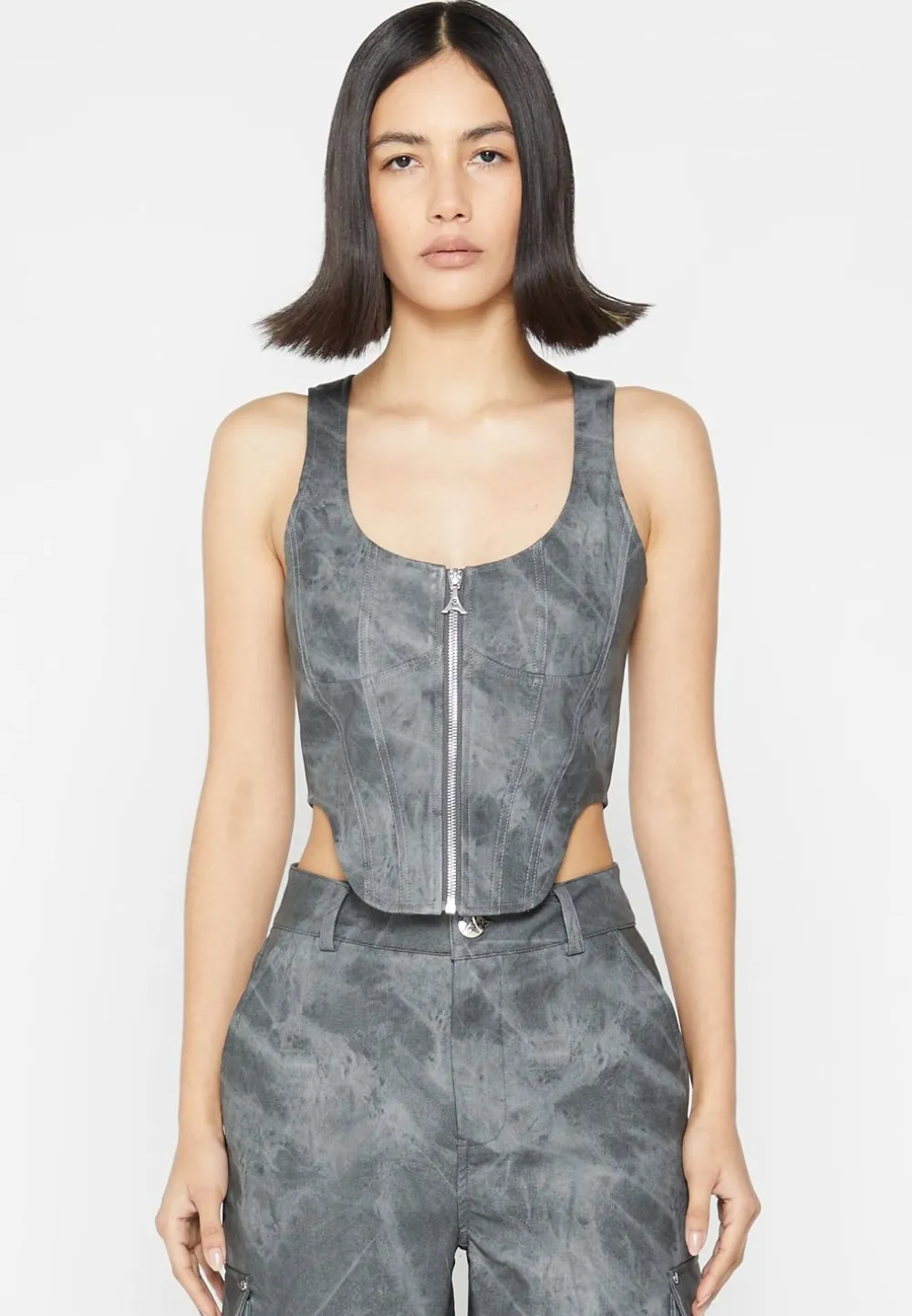 Vintage Marble Leather Corset Top - Washed