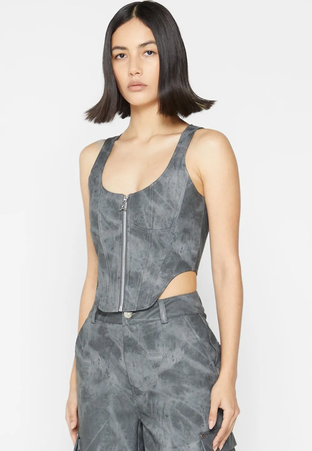 Vintage Marble Leather Corset Top - Washed