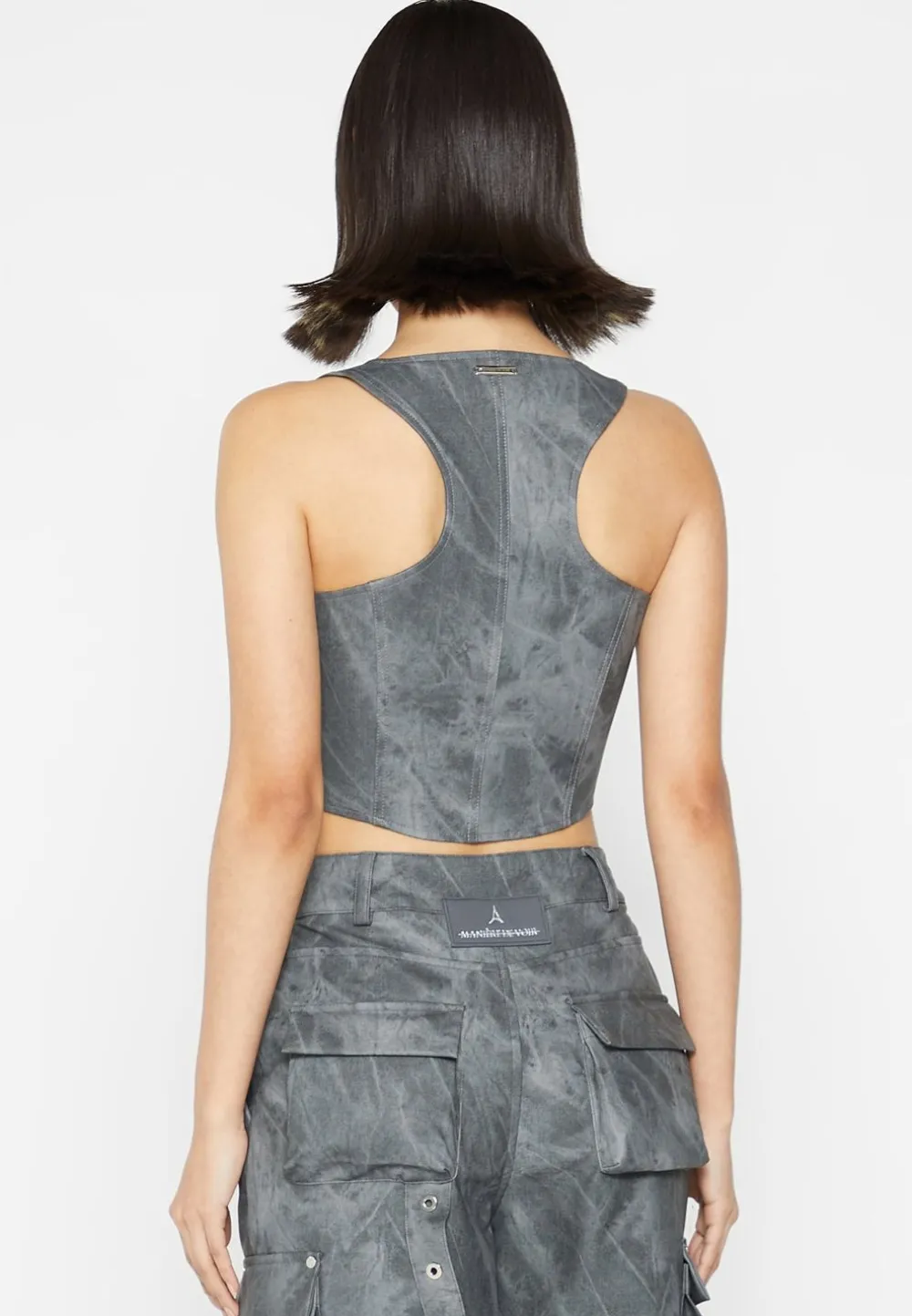 Vintage Marble Leather Corset Top - Washed