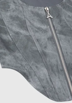 Vintage Marble Leather Corset Top - Washed