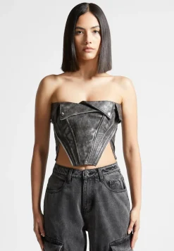 Vintage Vegan Leather Biker Corset
