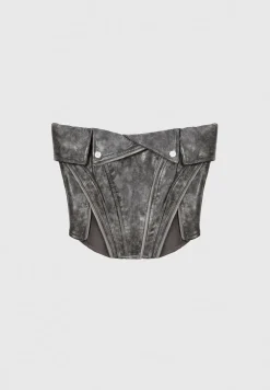 Vintage Vegan Leather Biker Corset