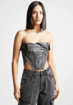 Vintage Vegan Leather Biker Corset