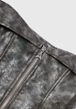 Vintage Vegan Leather Biker Corset