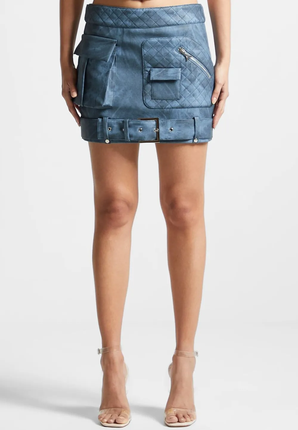 Vintage Vegan Leather Cargo Mini Skirt