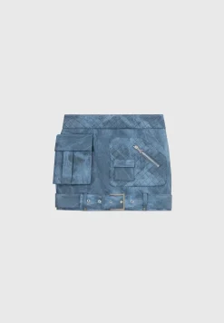 Vintage Vegan Leather Cargo Mini Skirt