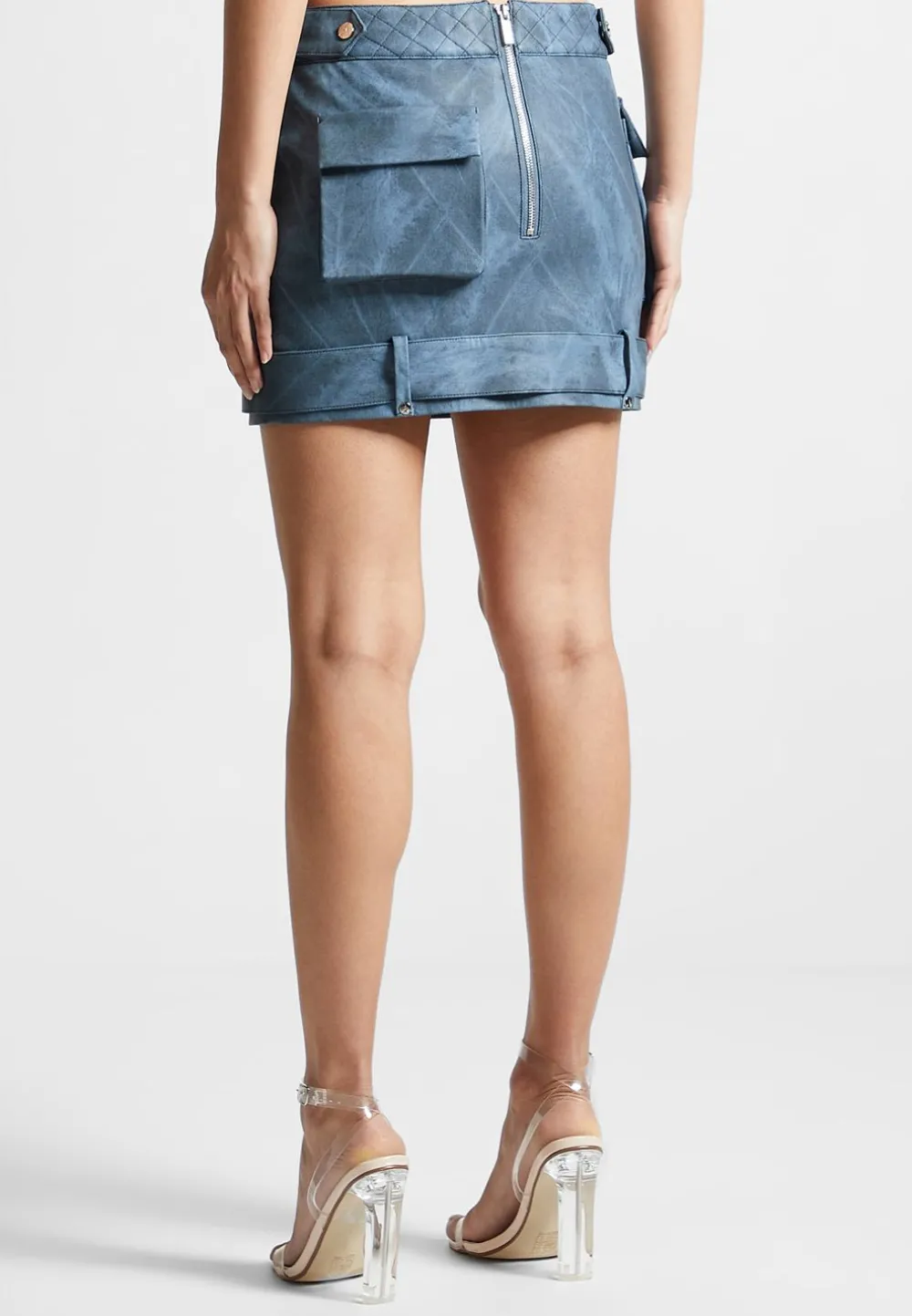 Vintage Vegan Leather Cargo Mini Skirt