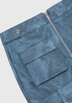 Vintage Vegan Leather Cargo Mini Skirt