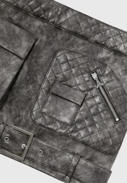 Vintage Vegan Leather Cargo Mini Skirt