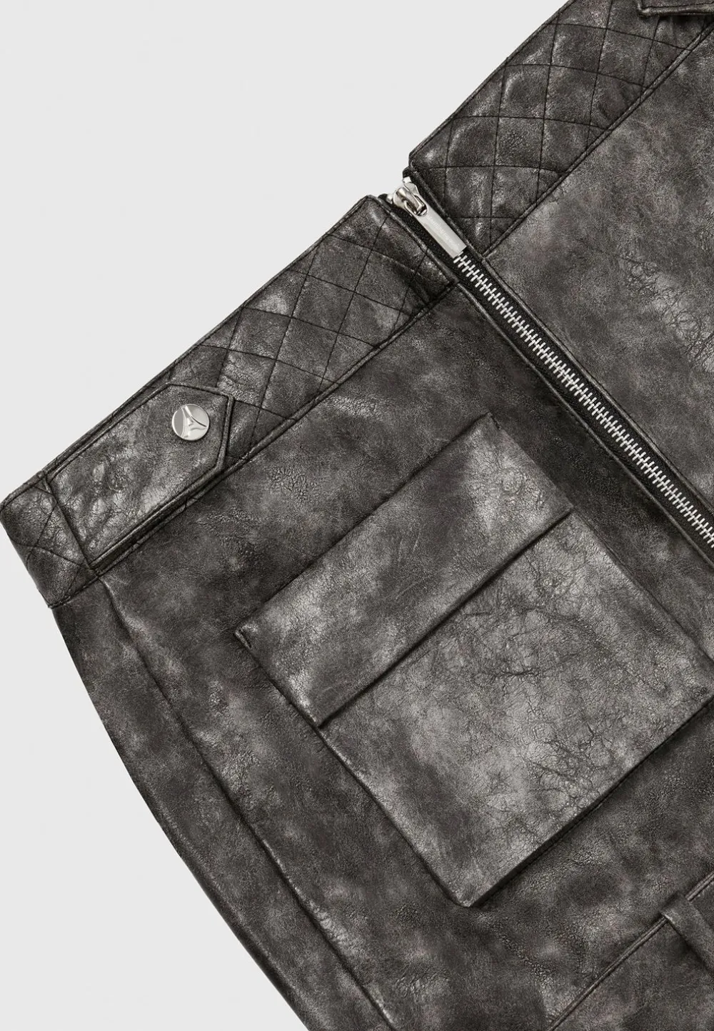 Vintage Vegan Leather Cargo Mini Skirt