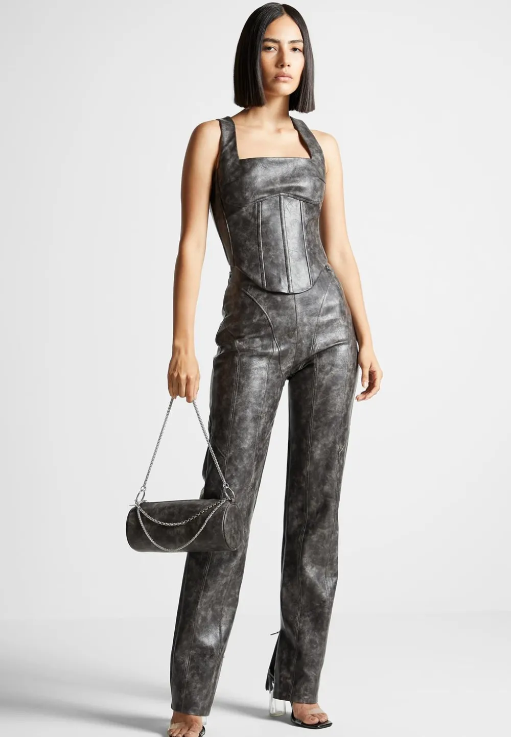 Vintage Vegan Leather Corset Top