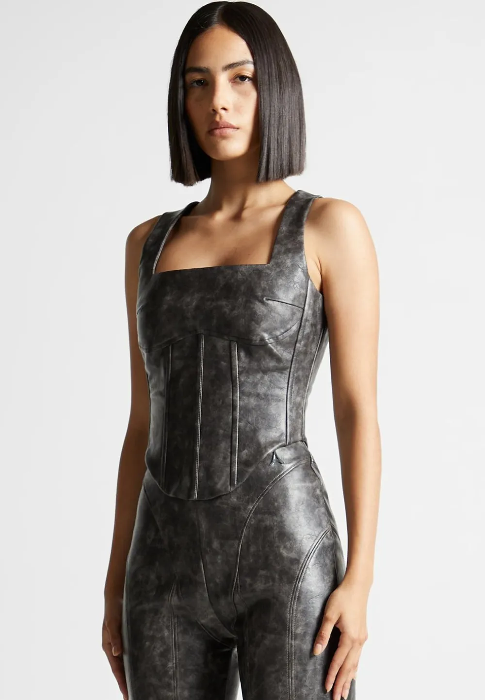 Vintage Vegan Leather Corset Top