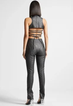 Vintage Vegan Leather Corset Jumpsuit