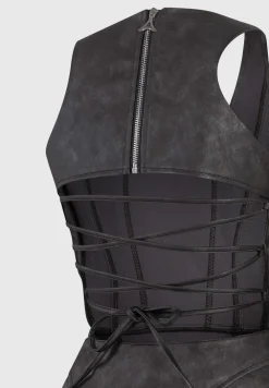 Vintage Vegan Leather Corset Jumpsuit