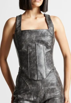 Vintage Vegan Leather Corset Top