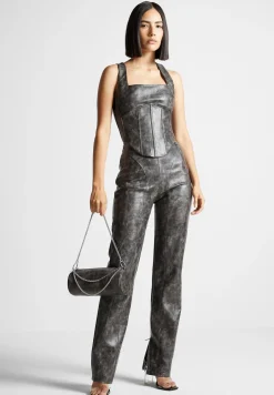 Vintage Vegan Leather Corset Top