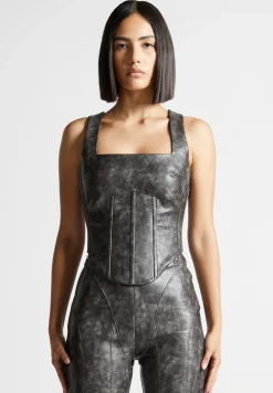 Vintage Vegan Leather Corset Top