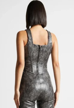 Vintage Vegan Leather Corset Top