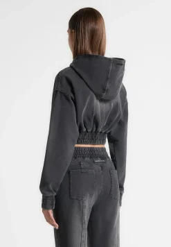 Washed Denim Jersey Hoodie