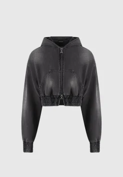 Washed Denim Jersey Hoodie