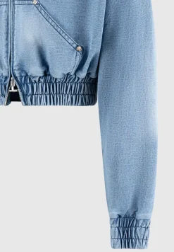 Washed Denim Jersey Hoodie